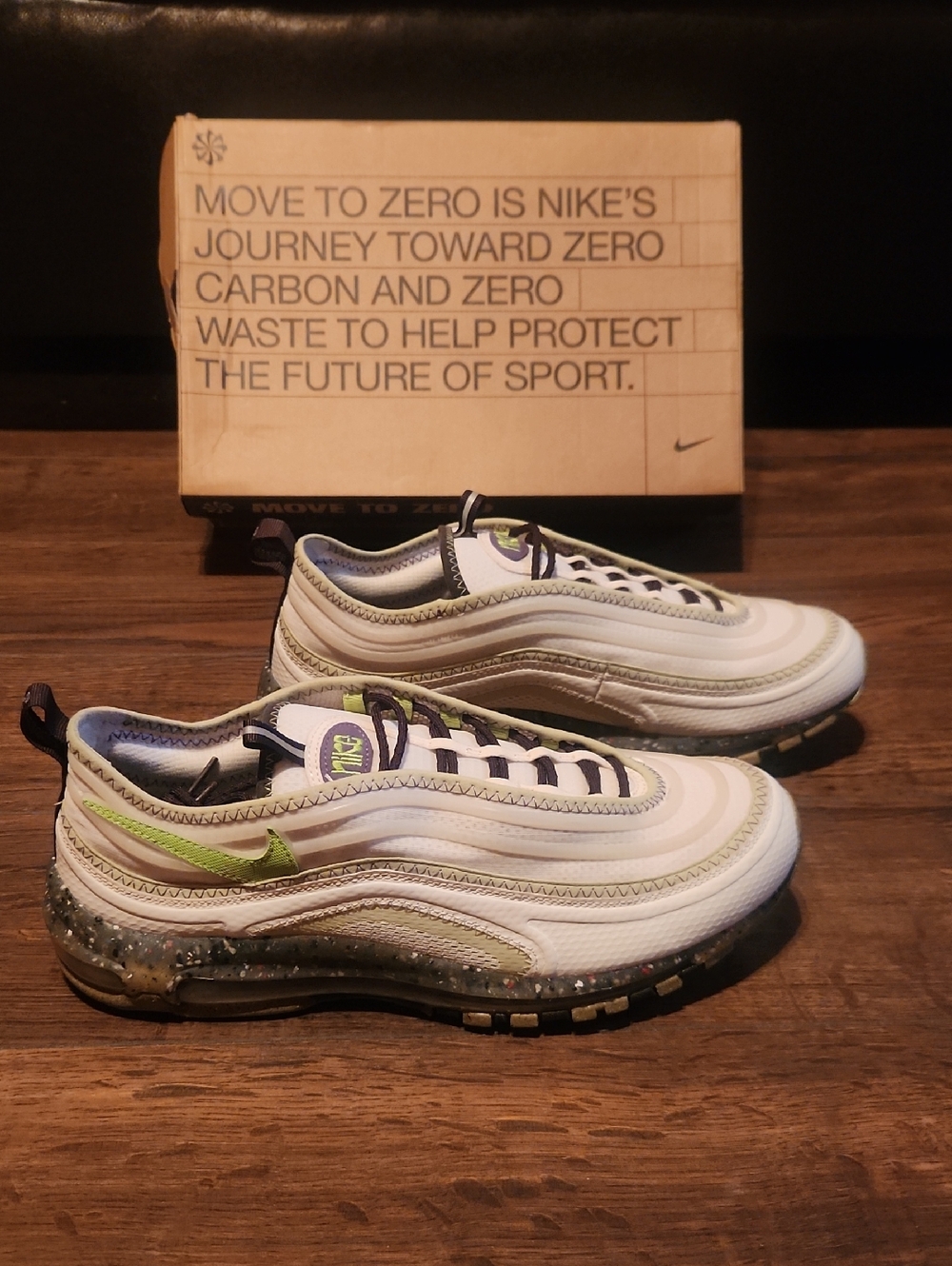 Nike Men's Air Max 97 Sneakers in White with Green Accents